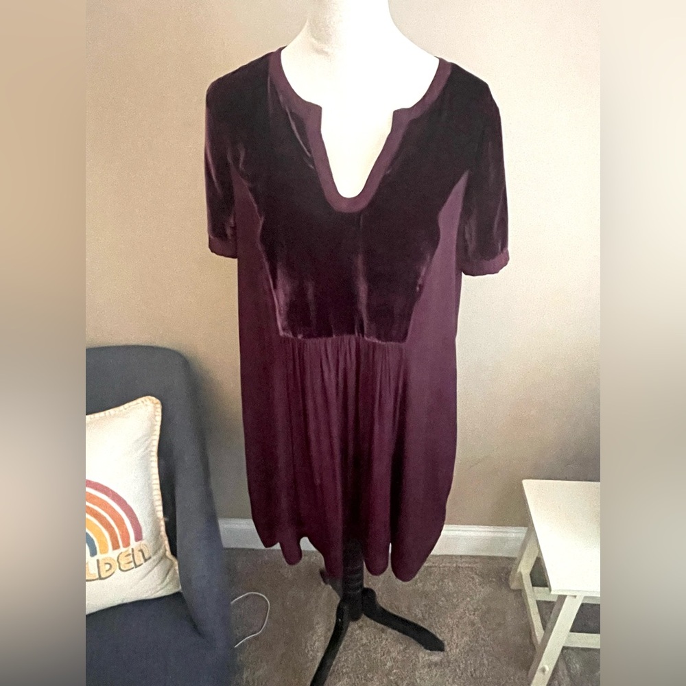 MAEVE burgundy plum Ingrid velvet tunic dress